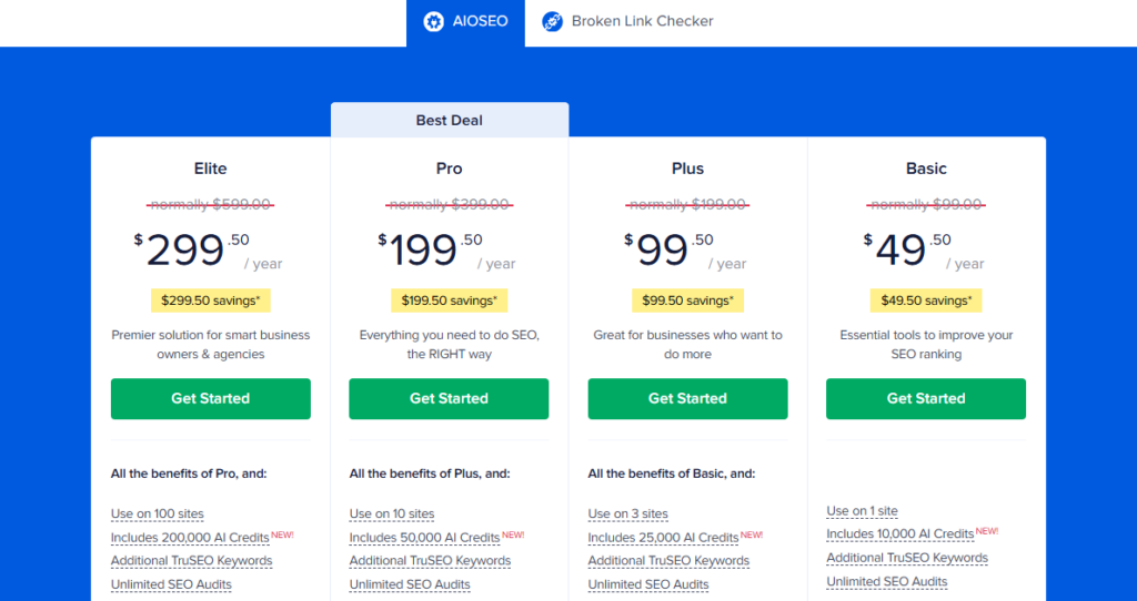 All in One SEO vs Yoast: All in One SEO Pricing